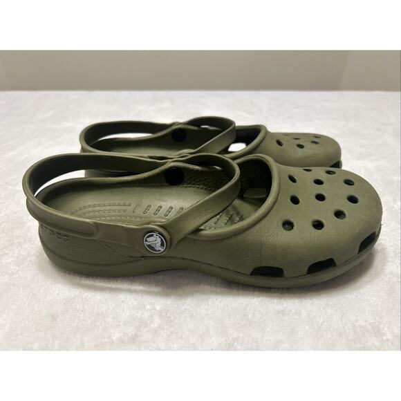 Crocs Women’s Size 8 Shayna Mary Jane Green Slip On Comfort Waterproof Shoes - Picture 2 of 8